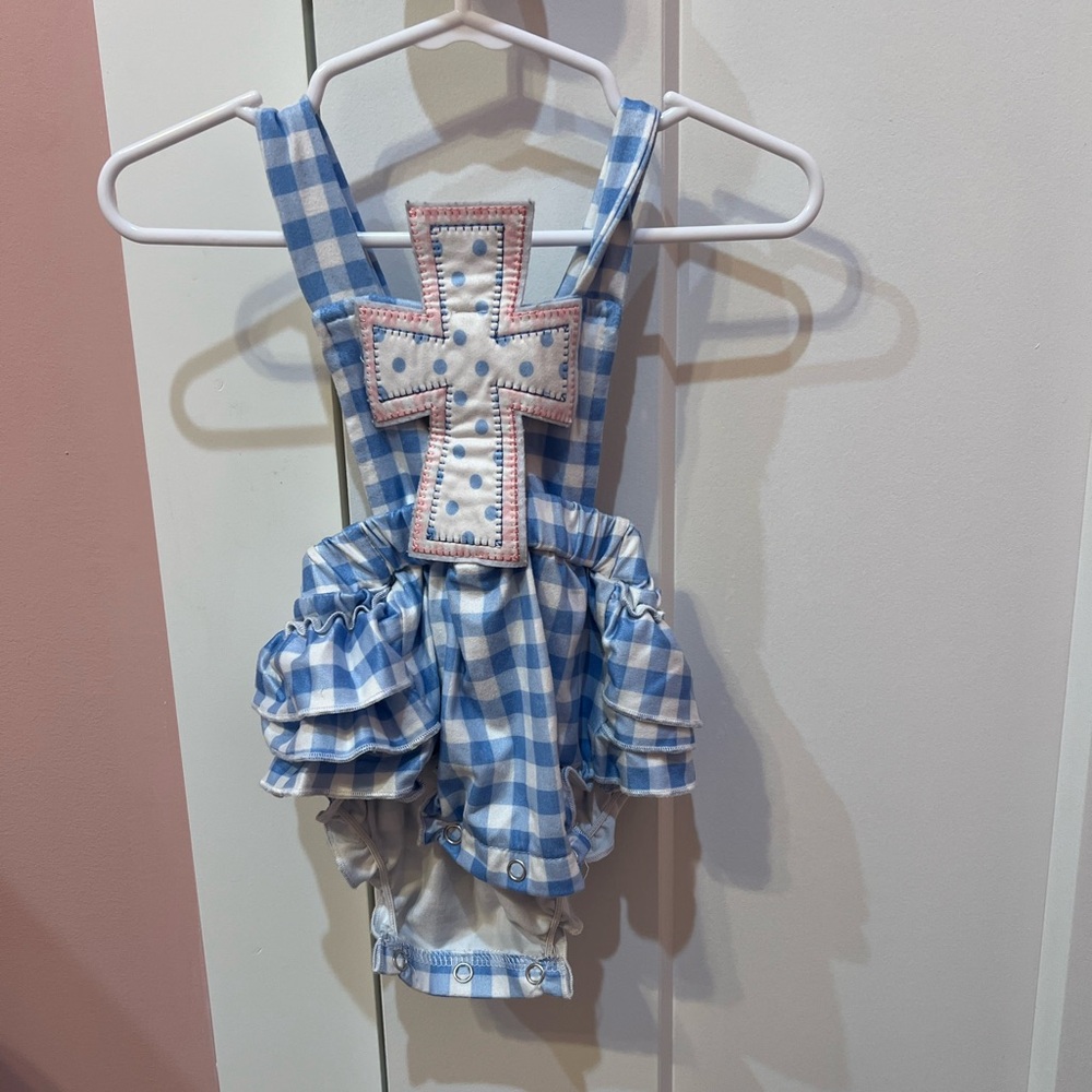 Blue Checkered Kids One Piece